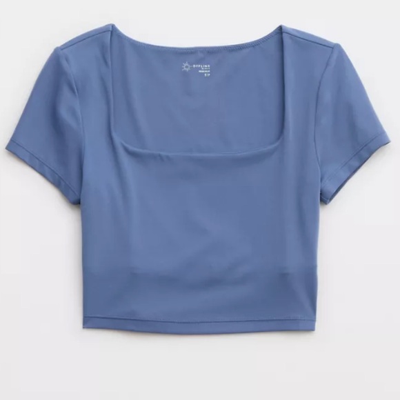 aerie Tops - Aerie Blue Short Sleeve Fitted Bodysuit